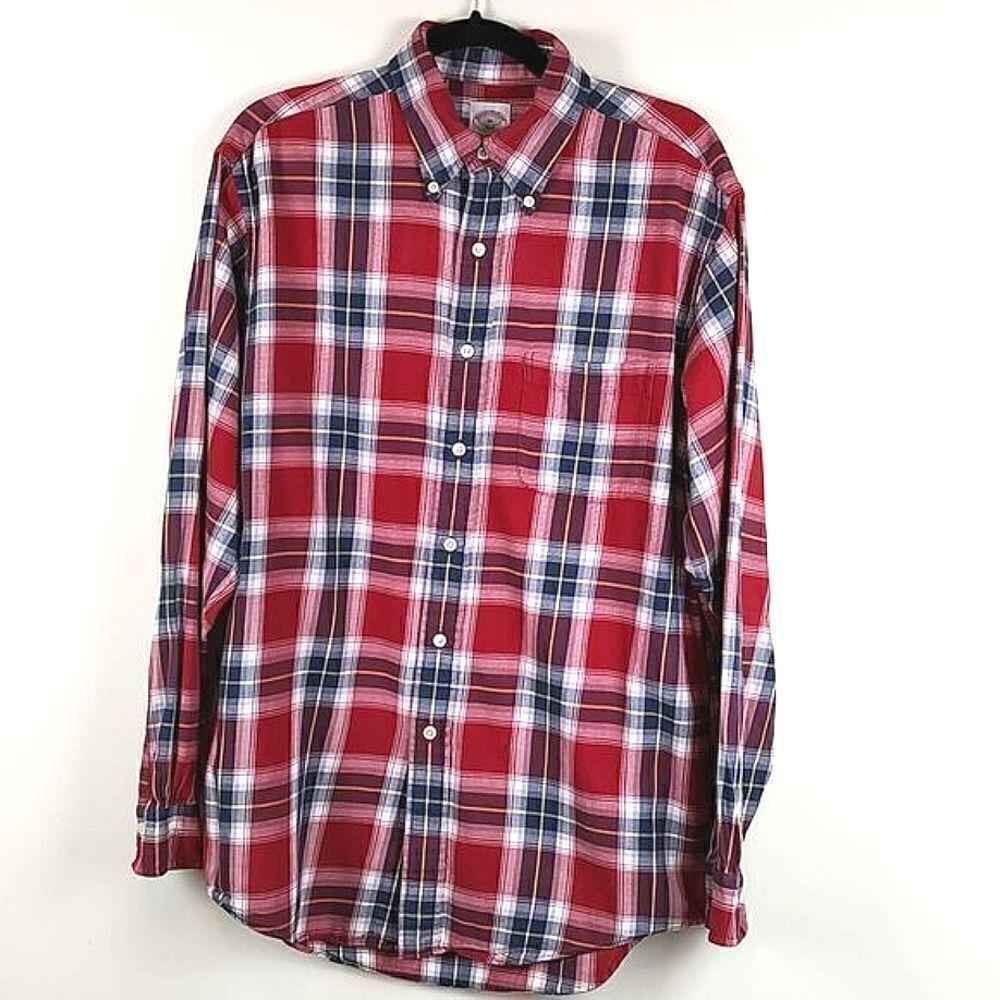 Brooks Brothers Men's Cotton Plaid Long Sleeve Button Down Shirt Preppy Size M